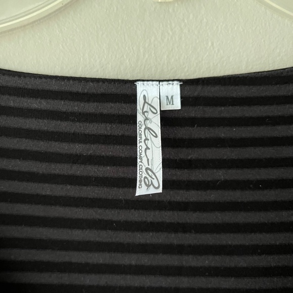 Lulu B Sz M Black Striped Layered Pullover Blouse Stretch Top Tencel Shirt - Picture 2 of 8